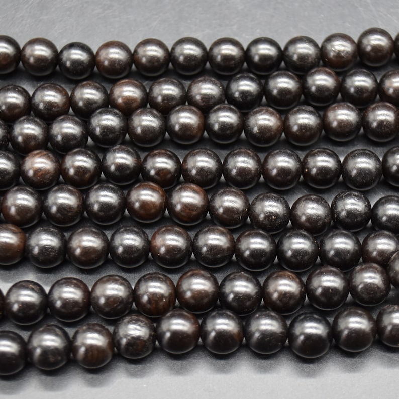 Black Sandalwood Round Wood Beads - 108 Mala Prayer Beads - 4mm, 6mm, 8mm, 10mm image 9
