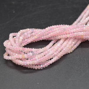 Pink Morganite Gemstone Faceted Rondelle Spacer Beads - 3mm x 2mm - 15&quot; Strand