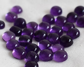 Amethyst  Round Cabochon - 3mm, 4mm, 5mm, 6mm, 7mm, 8mm, 10mm sizes - Grade AA