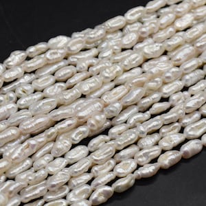 Freshwater Pearl Beads - Biwa Souffle Pearls - 9mm - 15mm x 5mm - 6mm - 14&quot; strand - For Jewellery Making - DIY Necklace Bracelet