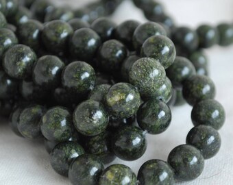 8MM RUSSIAN GREEN SERPENTINE GEMSTONE GRADE AAA ROUND 8MM LOOSE BEADS 15.5" 8MM RUSSIAN GREEN SERPENTINE GEMSTONE GRADE AAA ROUND 8MM LOOSE BEADS 15.5"