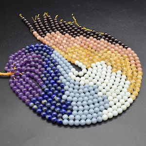 Chakra Round Beads - 4mm, 6mm, 8mm, 10mm - 14&quot; Strand - Natural Gemstone - Set 03 - Jewellery Making Supplies | Crystal Beads