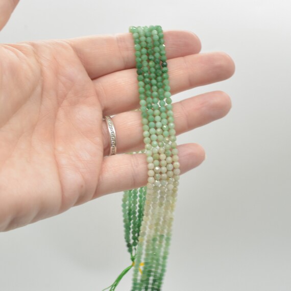 Perline Di Tormalina Verde Naturale AAA+ Sfaccettate (2-3 Mm) - Filo Da 33 Cm, Foro 0,4 Mm, Pietre Preziose Sfuse
