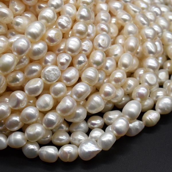 Freshwater Pearl Beads - Baroque Nugget Pearls - 8mm - 9mm - 14" strand