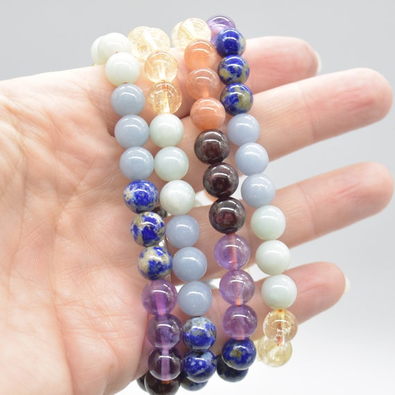 Buy Chakra Gemstone Round Beads Bracelet Sample Strand 8mm
