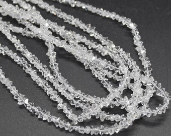 Herkimer Diamond Quartz Gemstone Chips Nuggets Beads - 3 sizes - 16" Strand