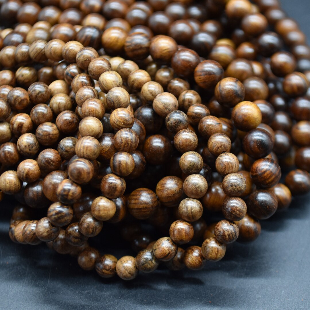 Black Rosewood Round Wood Beads - 108 Beads - Meditation Mala