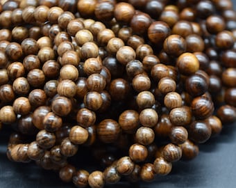 Black Rosewood Round Wood Beads - 108 beads - Meditation Mala Prayer Beads - 6mm, 8mm