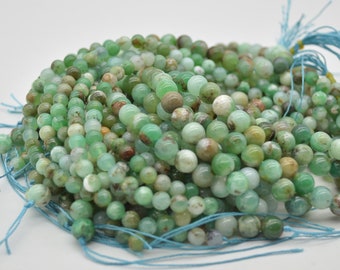 Light Australian Chrysoprase Round Beads - 6mm, 8mm sizes - 15" Strand - Natural Semi-precious Gemstone