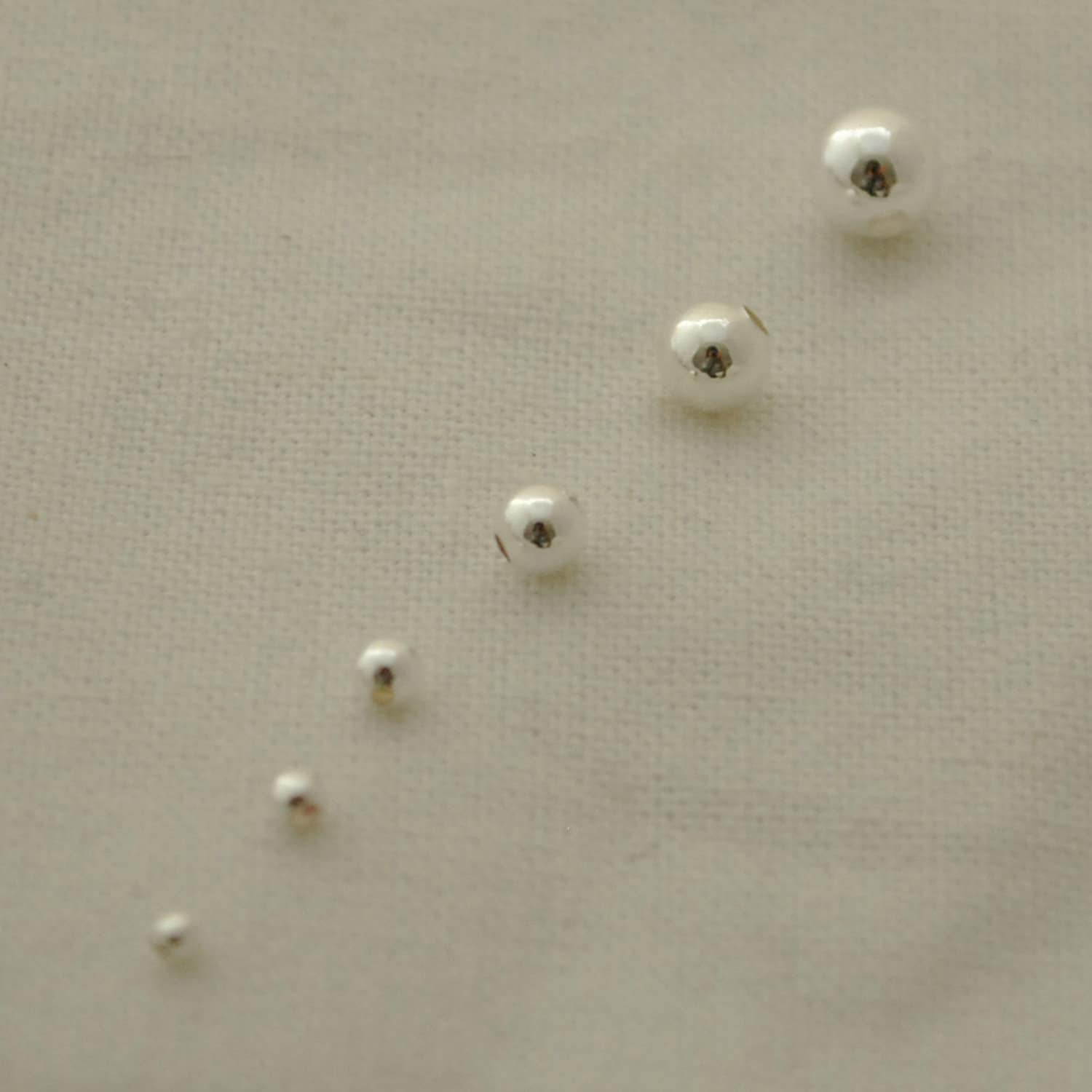 Perline rotonde lisce in argento sterling 925, perline distanziatrici senza cuciture con foro grande, 2/3/4/5/6/8 mm (CY-008) - Italia