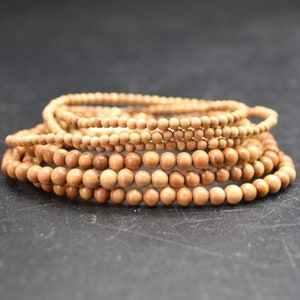 Mysore Sandalwood Round Wood Beads - Mala Prayer Wood Beads - 2mm, 3mm, 4mm Sizes
