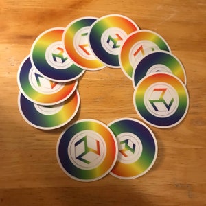 Set aus zwei Vinyl-Aufklebern, männlich und weiblich, Regenbogen und Transparent Antahkarana Altes Heilsymbol