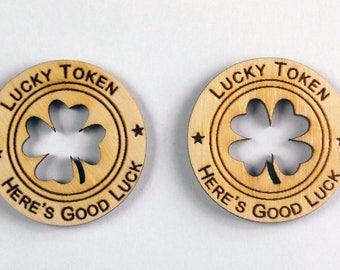 50 Wooden Lucky Tokens - Laser Engraved