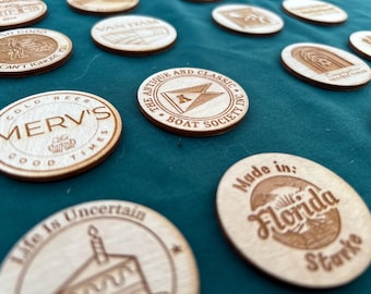 50 Custom One-Sided Laser Engraved Wooden Coasters