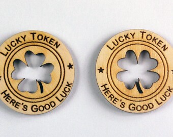25 Wooden Lucky Tokens - Laser Engraved
