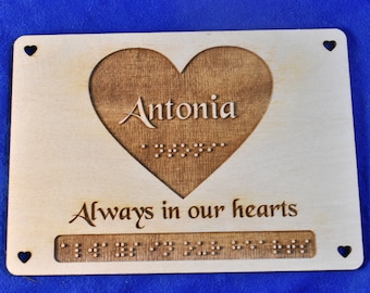 Personal Valentines Card in Braille - Gift for the Visually Impaired and Blind, Laser Engraved, Sight Impaired, Low Vision, Bulletin Board