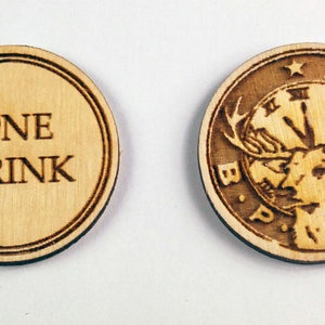 250 Wooden Custom Logo Drink Tokens Laser Engraved | Etsy