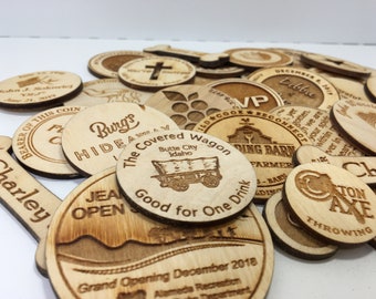 200 Custom 2-Sided 1.75" Tokens - your logo or message on both sides - your design