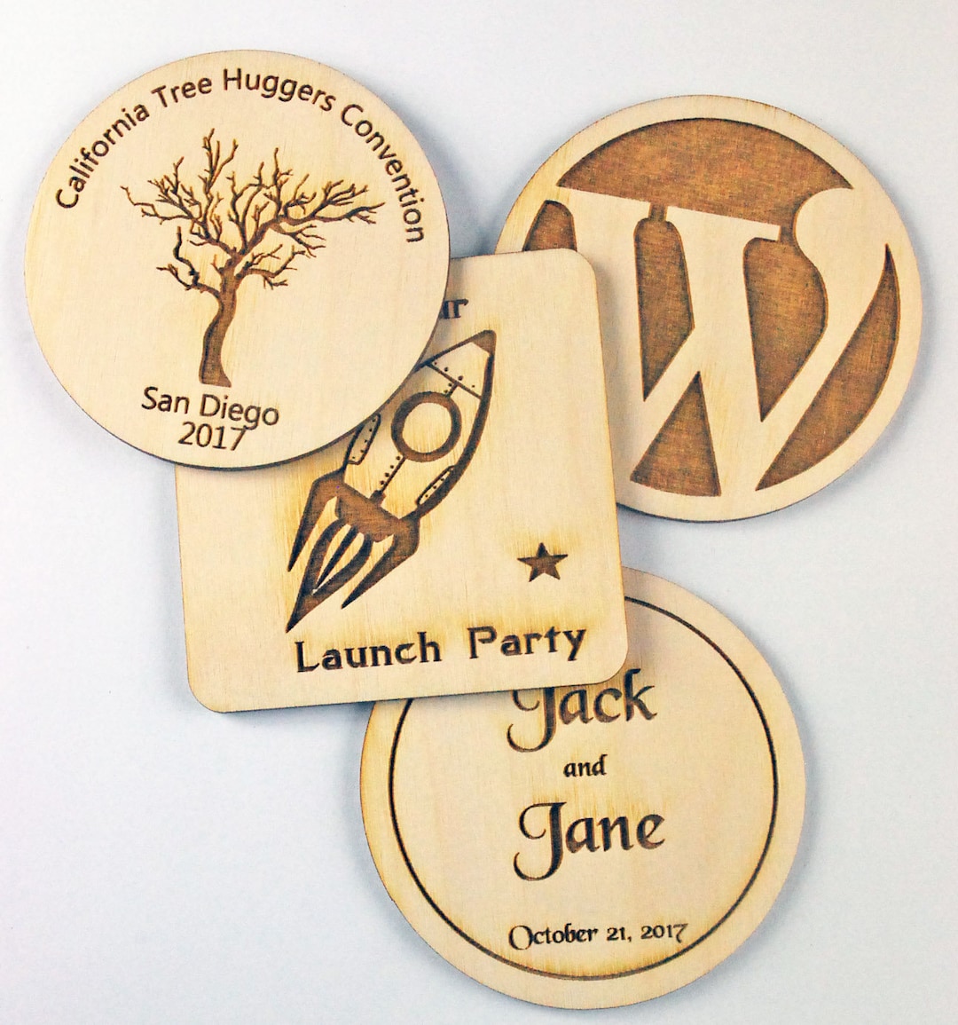 200 Custom Wooden Coasters Laser Engraved Etsy