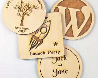 100 Custom Two-Sided SALE!! Laser Engraved Wooden Coasters
