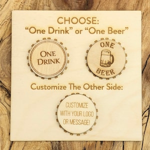 250 Wooden Custom Logo Drink Tokens --Laser Engraved