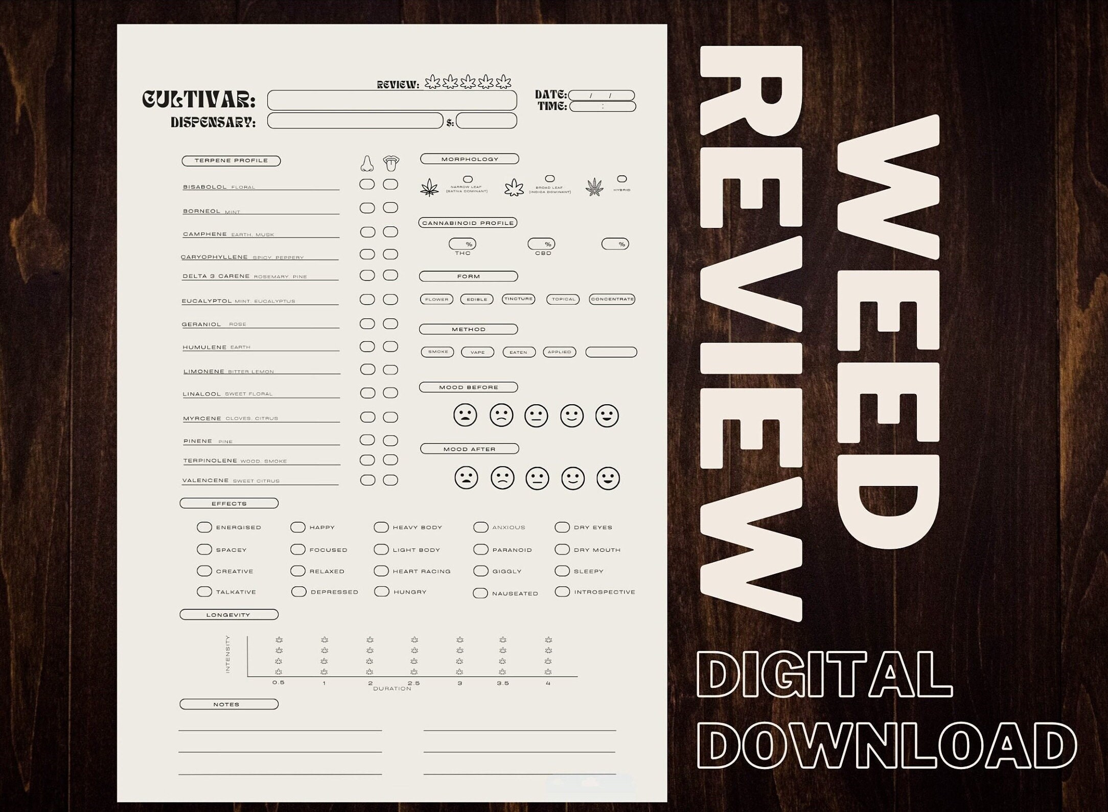 Weed Diary . Marijuana Journal . Stoner Log Book . Strain Review Sheet ...