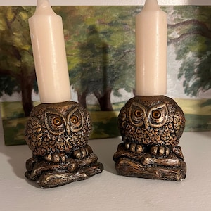 MCM Boho 2 owl candlestick holders