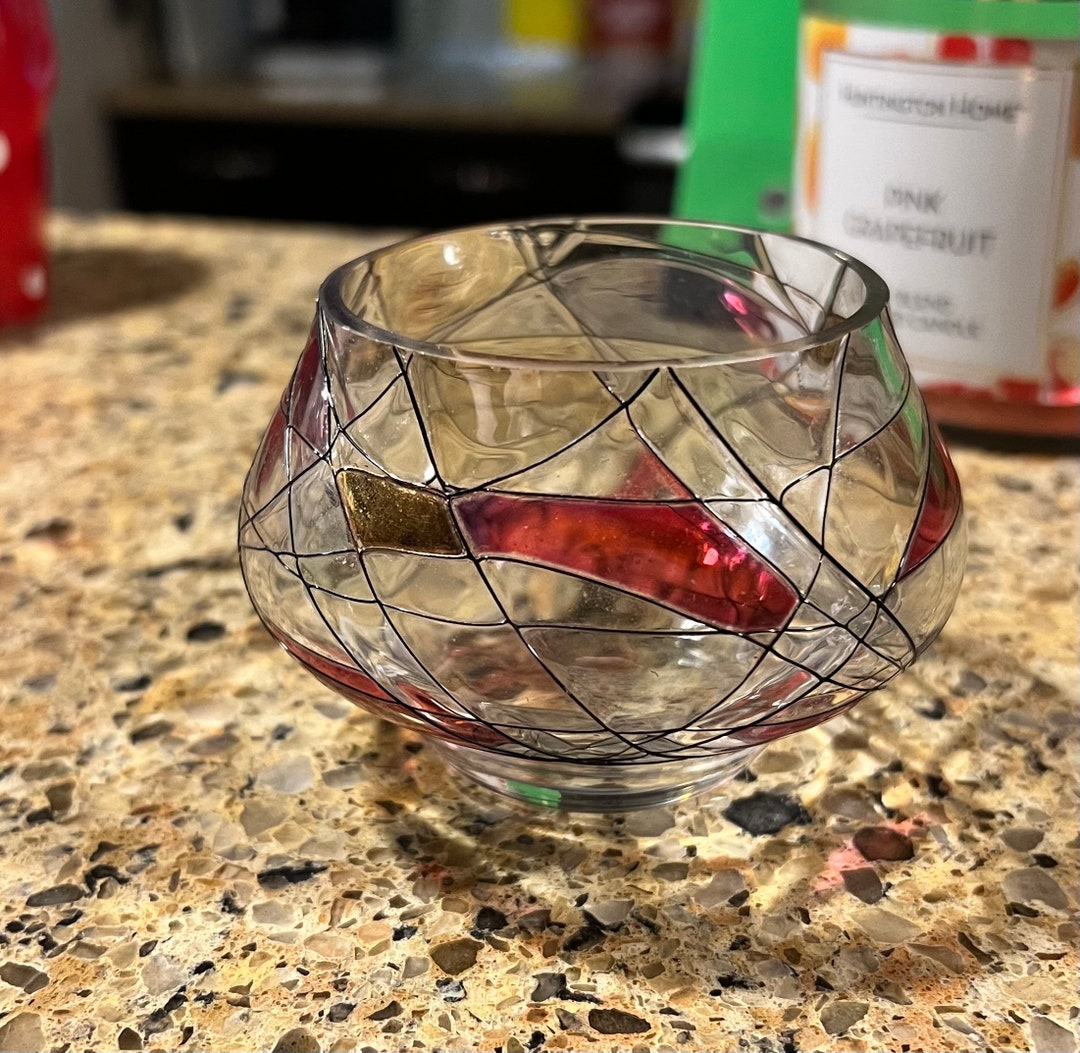 Partylite Mosaic Calypso Stained Glass Tea Light Candle Holder Etsy