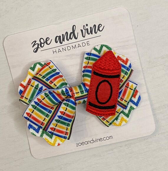 Crayon Bow Crayon Headband Crayon Hair Bow School Headband Etsy