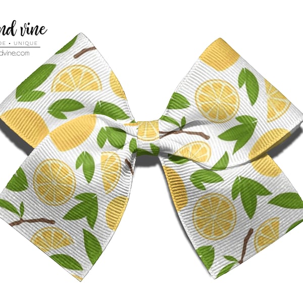 Lemon Bow, Lemon Cheer Bow, Lemon Hair Clip, Cheer Bow, Lemon Headband, Ready to Ship