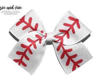 Baseball Headband, Baseball Bow, Baseball Hair Bow, Baseball Nylon Headband, Cheer Bow, Baseball Clip, Ready to Ship