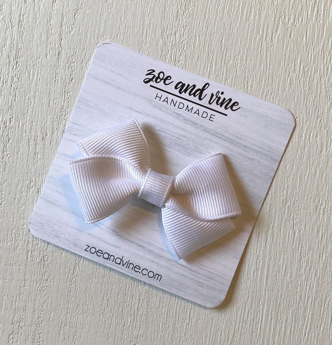 White Hair Bow Wedding Bow Baptism Hair Bow Flower Girl Etsy