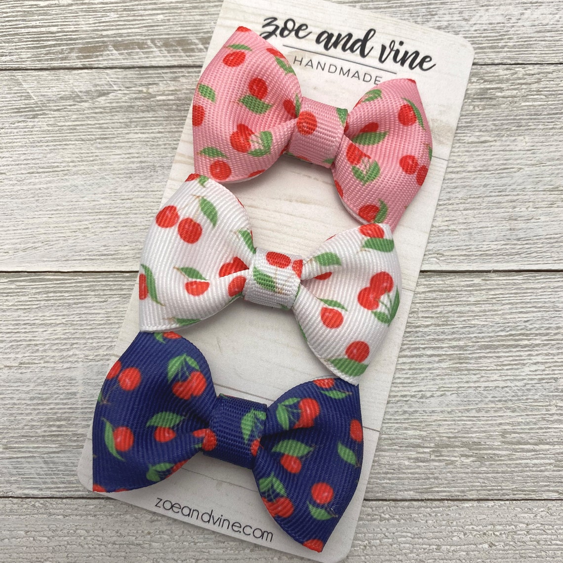Cherry Bows Cherries Bows Cherry Bow Set Small Hair Clips Etsy