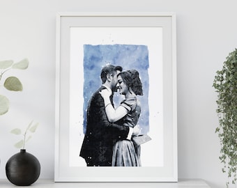Watercolor Couple Portrait from Photo, Custom Wedding Anniversary Gift for Wife Husband Parents, Engagement Gift for Friend, Unique Wall Art