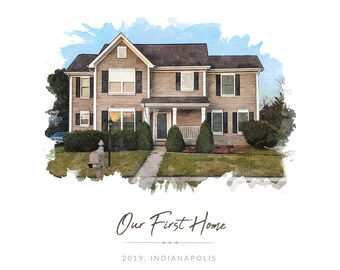 Realtor Closing Gift, Personalized Gift for Clients, Custom House Portrait, Custom Sketch Portrait, Realtor Gift Buyers or Sellers