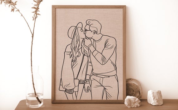 Couple Drawings Romantic Couple Drawing Personalized 