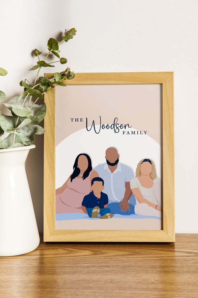 Custom Family Vector Portrait, Family Gift, Personalized Vector Art ...