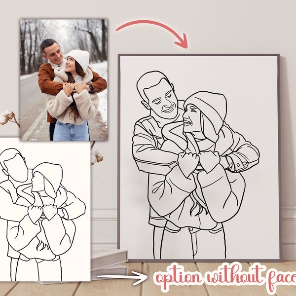 Custom Line Art Drawing, Illustrazione personalizzata, Arte digitale, Line Art, Ritratto personalizzato, Ritratto di matrimonio, Ritratto di coppia, Regalo personalizzato