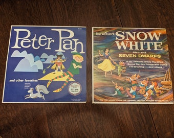 Disney Snow White and the 7 Dwarfs and Peter Pan 33 1/3 albums lot of 2