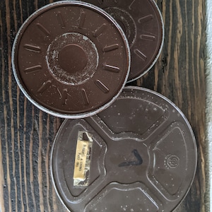 Movie Reels Tin Vintage - Goldberg Brothers - &quot;Three&#39;s a Crowd&quot; and two smaller Tins
