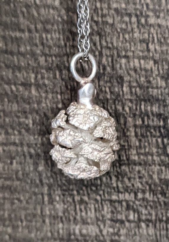 Silver Dipped/Coated Pinecone Necklace