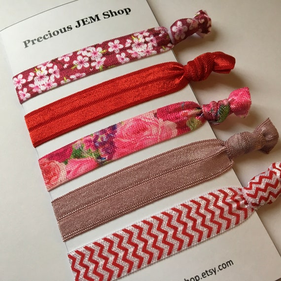 Floral Hair Ties Sakura Flower Hair Tie Hair Tie Bracelet Red