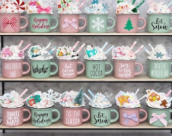 Christmas, mini mug decor, candy cane, Christmas mug, Christmas decor, tiered tray decor, Christmas decor, Christmas gift, mini mug