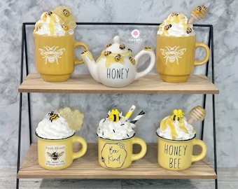 Bee, Honey Bee, Bee Decor, Bee Tiered Tray Decor, Kitchen Bee Decor, Mini mug, Mini mug decor, Tiered Tray Decor