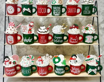 Christmas, mini mug decor, candy cane, Christmas mug, Christmas decor, tiered tray decor, Christmas decor, Christmas gift, mini mug