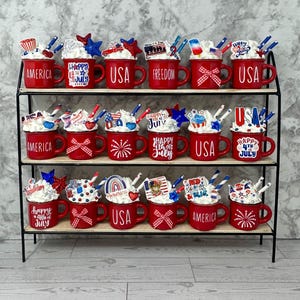 Cuatro de julio, taza pequeña, Estados Unidos, decoración del 4 de julio, decoración de bandeja de varios niveles, Día de la Independencia