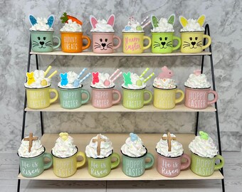 Easter, Easter bunny, Tiered Tray, Tiered Tray Decor, Decor, Home Decor, Easter decor, Easter Tiered Tray, Easter Gifts, Bunny, mini mug