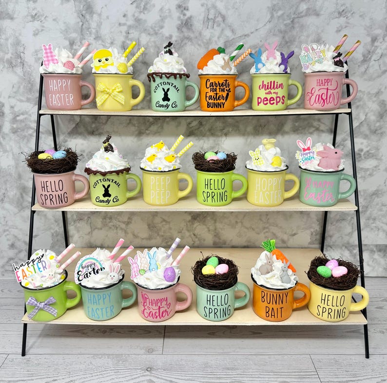 Easter, Easter decor, Easter decoration, tiered tray, tiered tray decor, happy Easter, peep peep, Easter bunny, bunny, hoppy Easter, Easter afbeelding 1