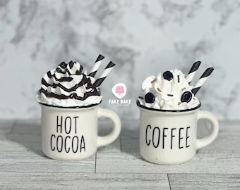 Mini mug, mini coffee mug, tiered tray, tiered tray decor, hot cocoa, coffee, mug, fake coffee, fake drink, mini mug decor, coffee bar