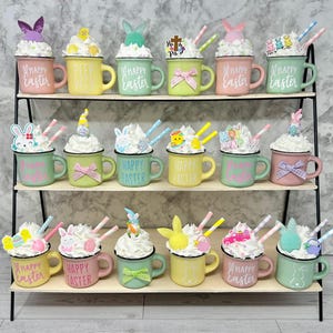 Easter, Easter decor, Easter decoration, tiered tray, tiered tray decor, happy Easter, peep peep, Easter bunny, bunny, hoppy Easter, Easter afbeelding 1